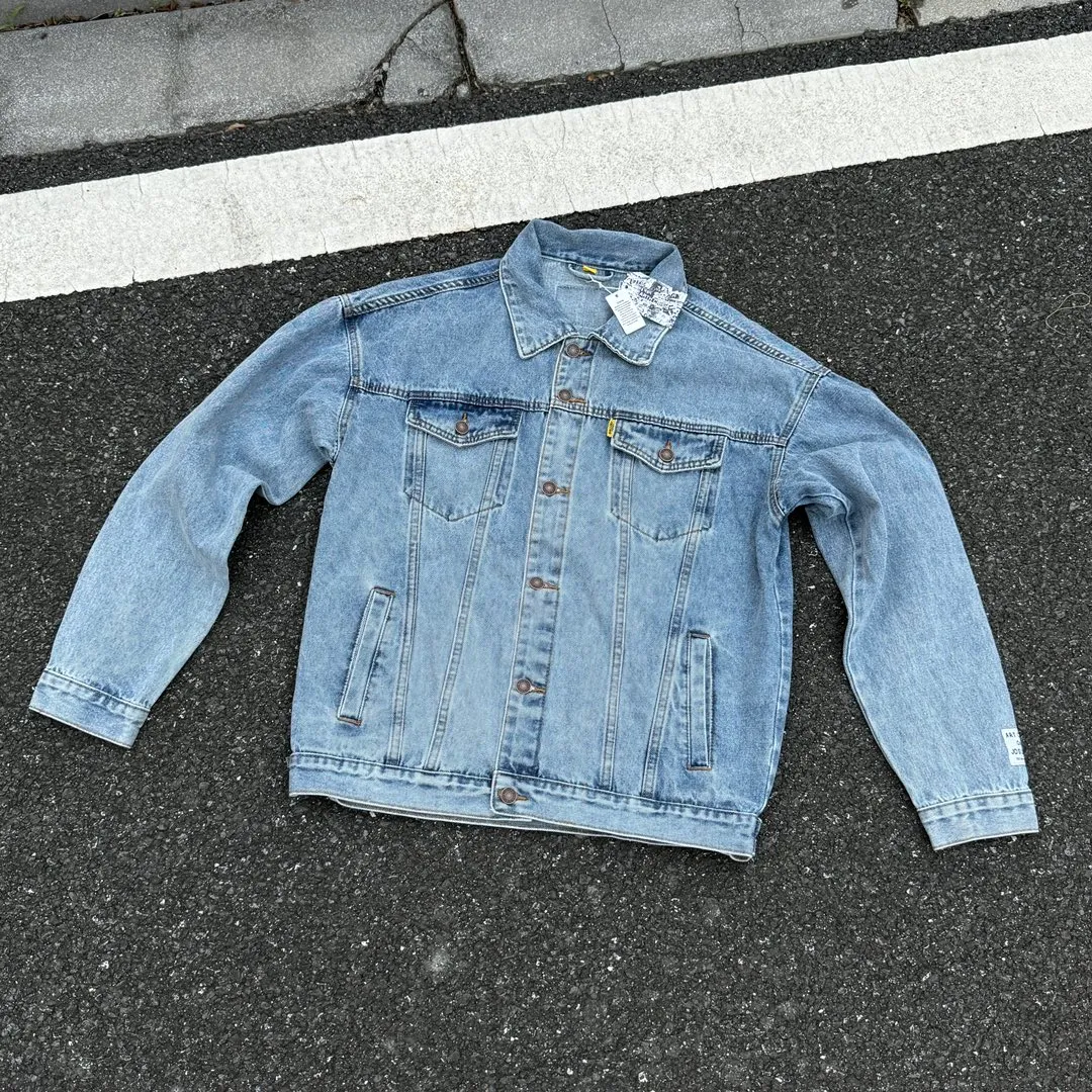 P260💰GA101 GALLERY DEPT. 22fw Vintage Andy Denim Jacket embroidered black logo washed distressed denim jacket denim jacket couple same style Size: S-XL
